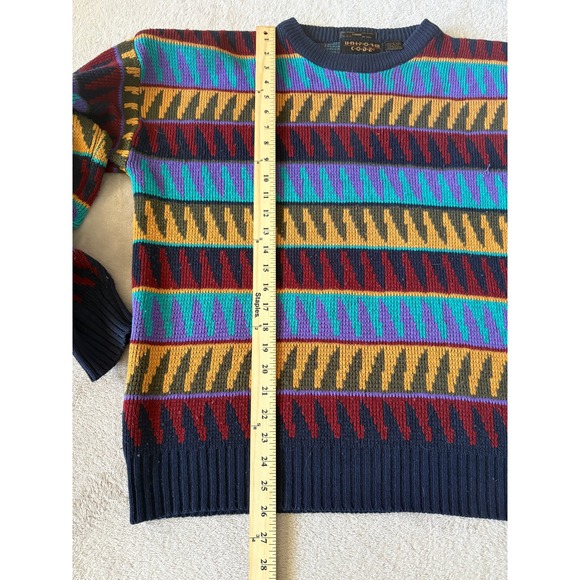 VTG Uniform Code SZ Large Patterned Sweater Colorful‎ Geometric Knit Coogi Style - Picture 2 of 6